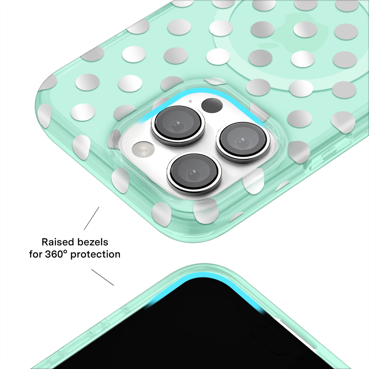 Mint Chrome Polka Dot iPhone Case - Image 8