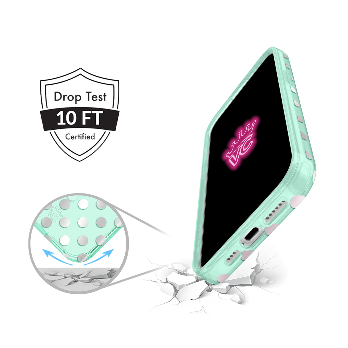 Mint Chrome Polka Dot iPhone Case - Image 2