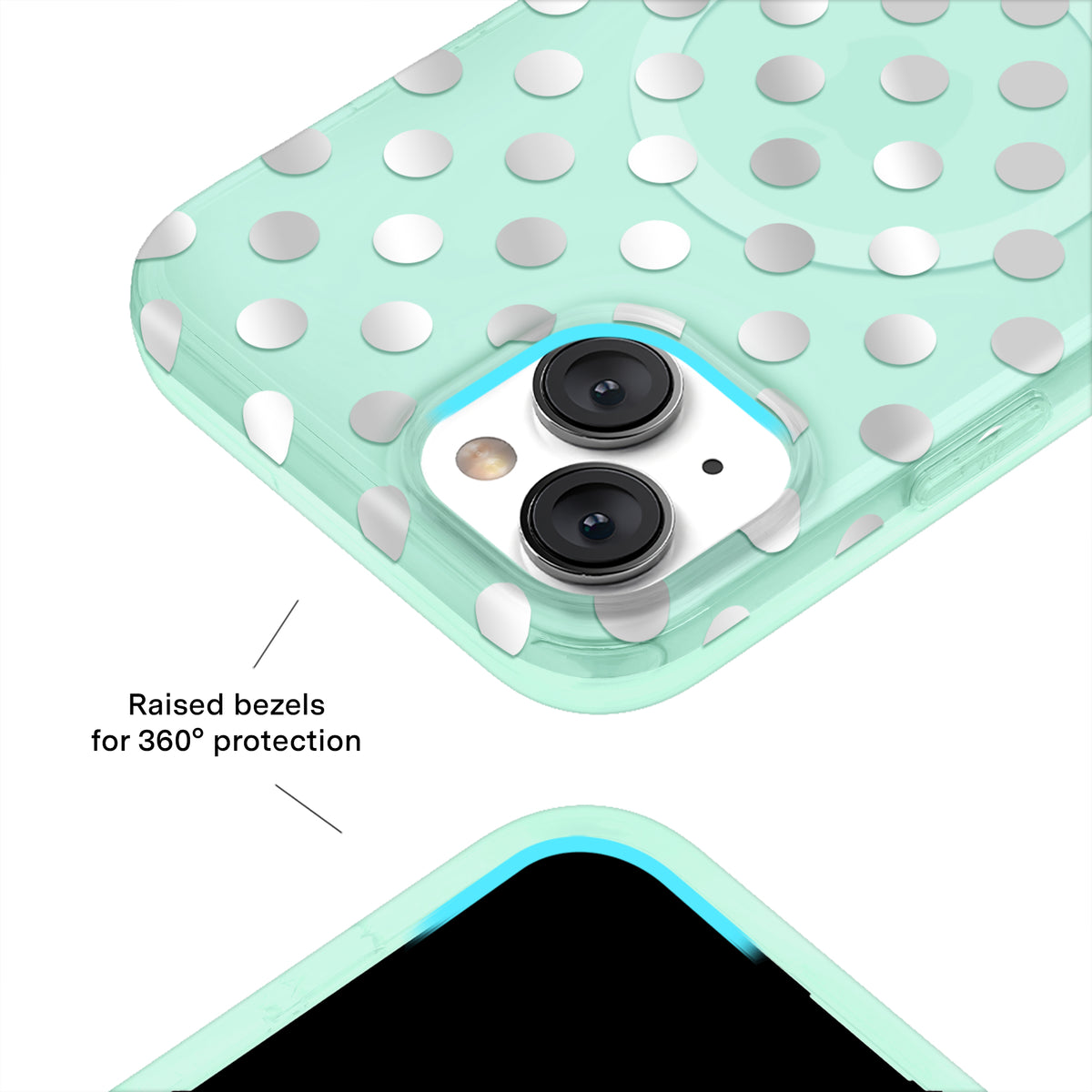 Mint Chrome Polka Dot iPhone Case - Image 3
