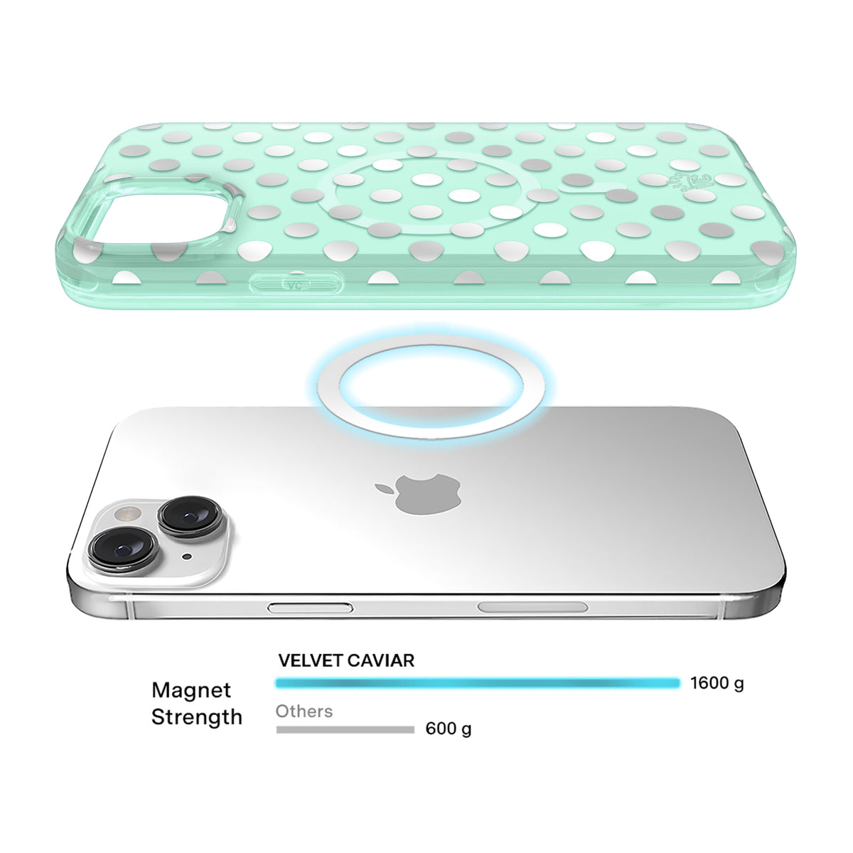 Mint Chrome Polka Dot iPhone Case - Image 4