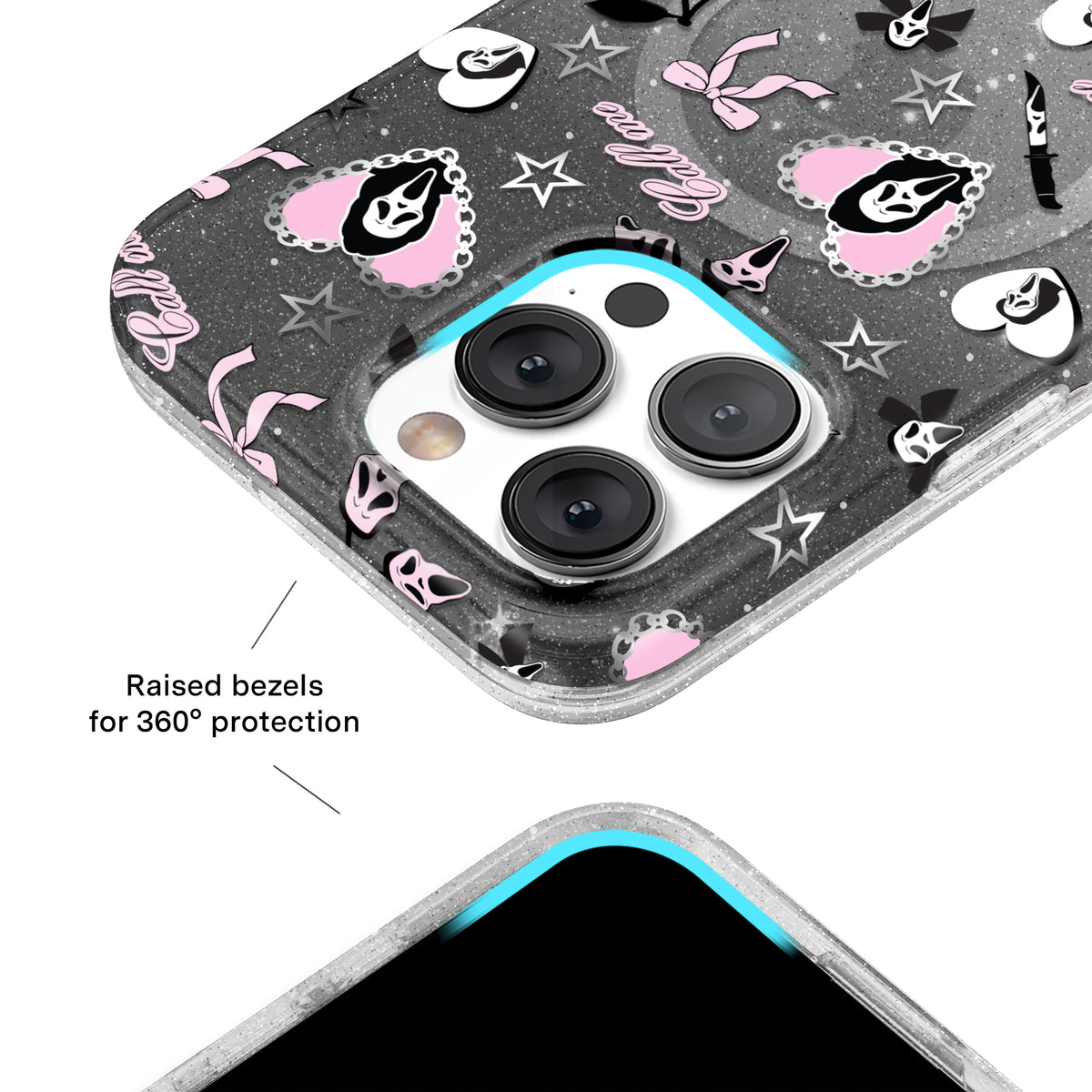 Ghost Face Goth Glitter iPhone Case - Image 8