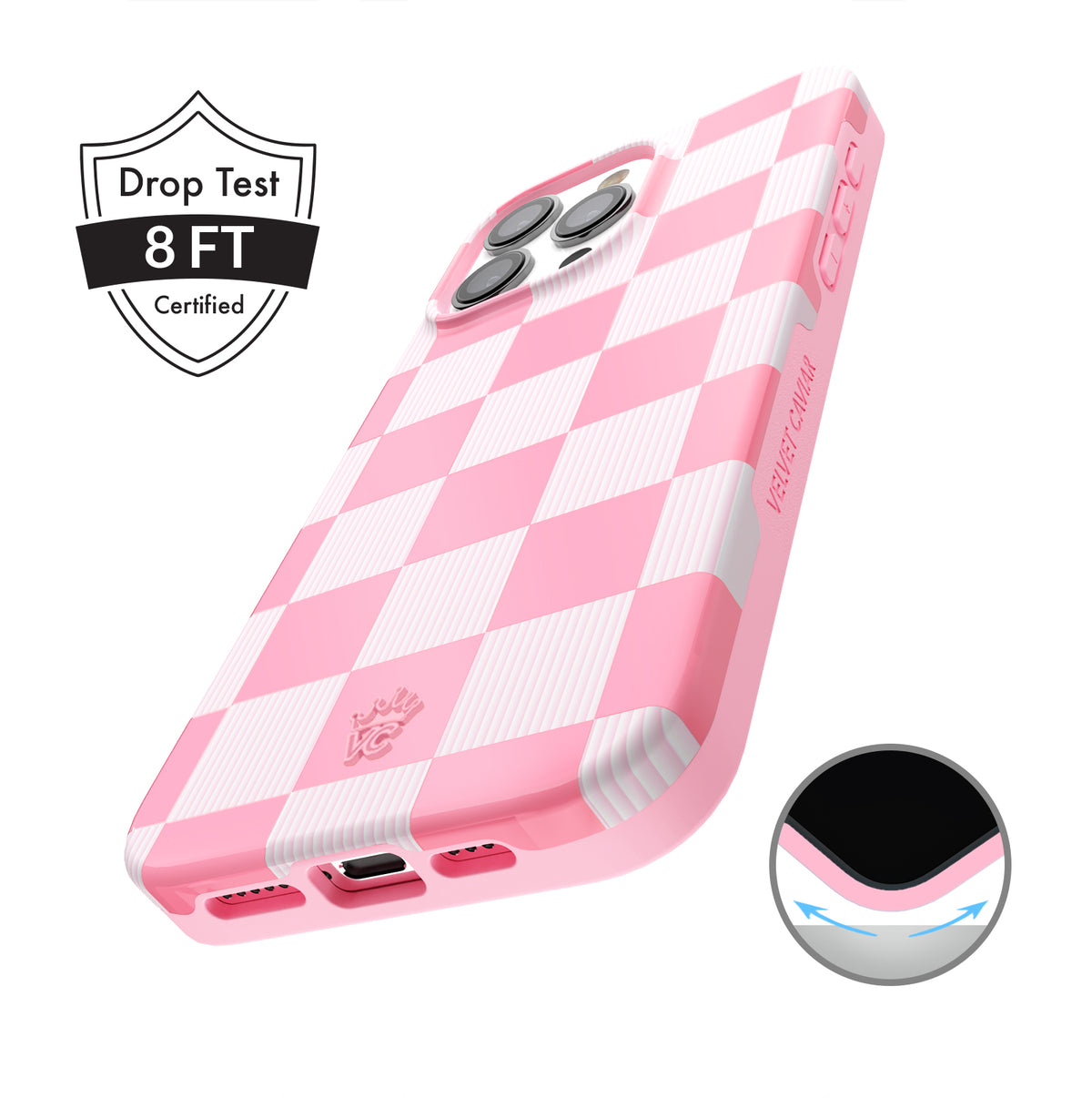 Pink Vibe Checkered iPhone Case - Image 4
