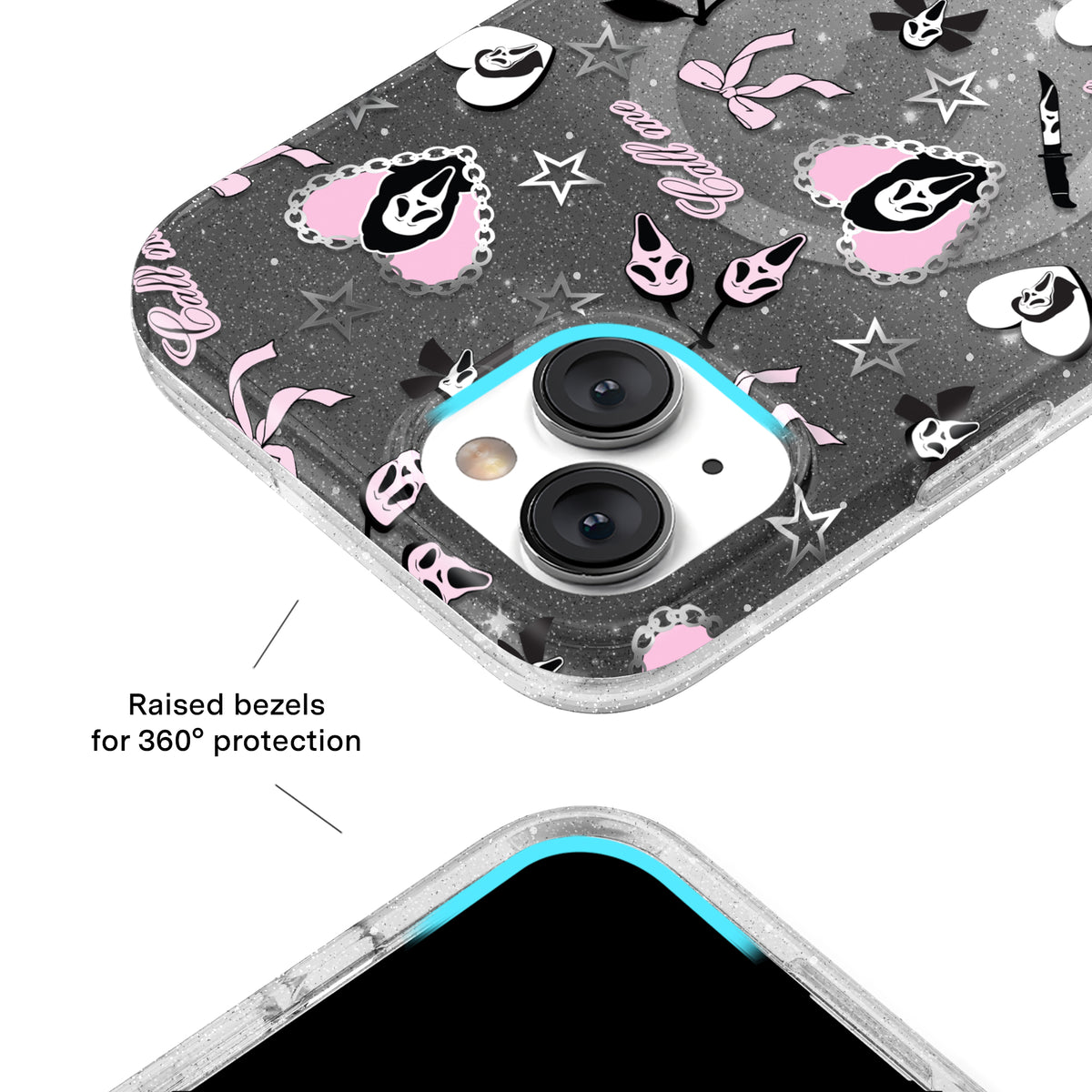 Ghost Face Goth Glitter iPhone Case - Image 3