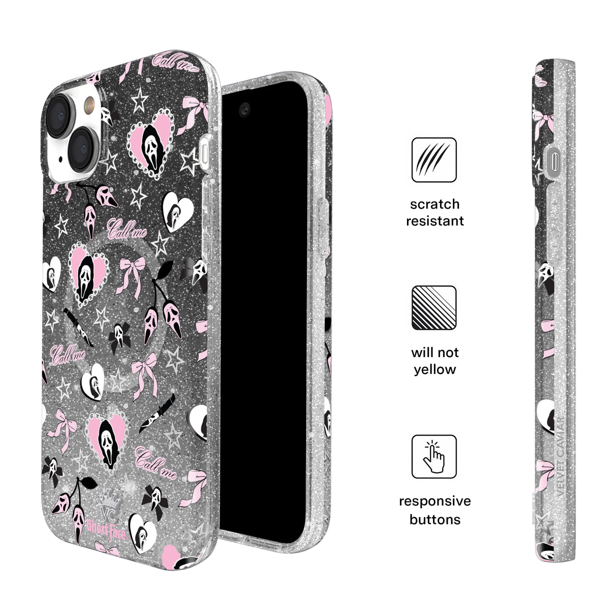 Ghost Face Goth Glitter iPhone Case - Image 5