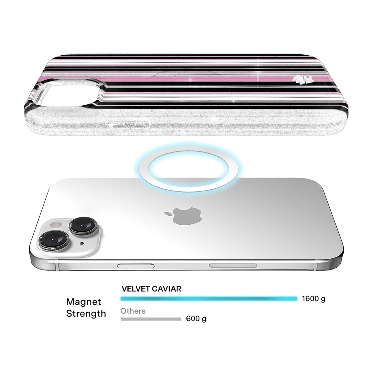 Pretty Punk Stripes Glitter iPhone Case - Image 4