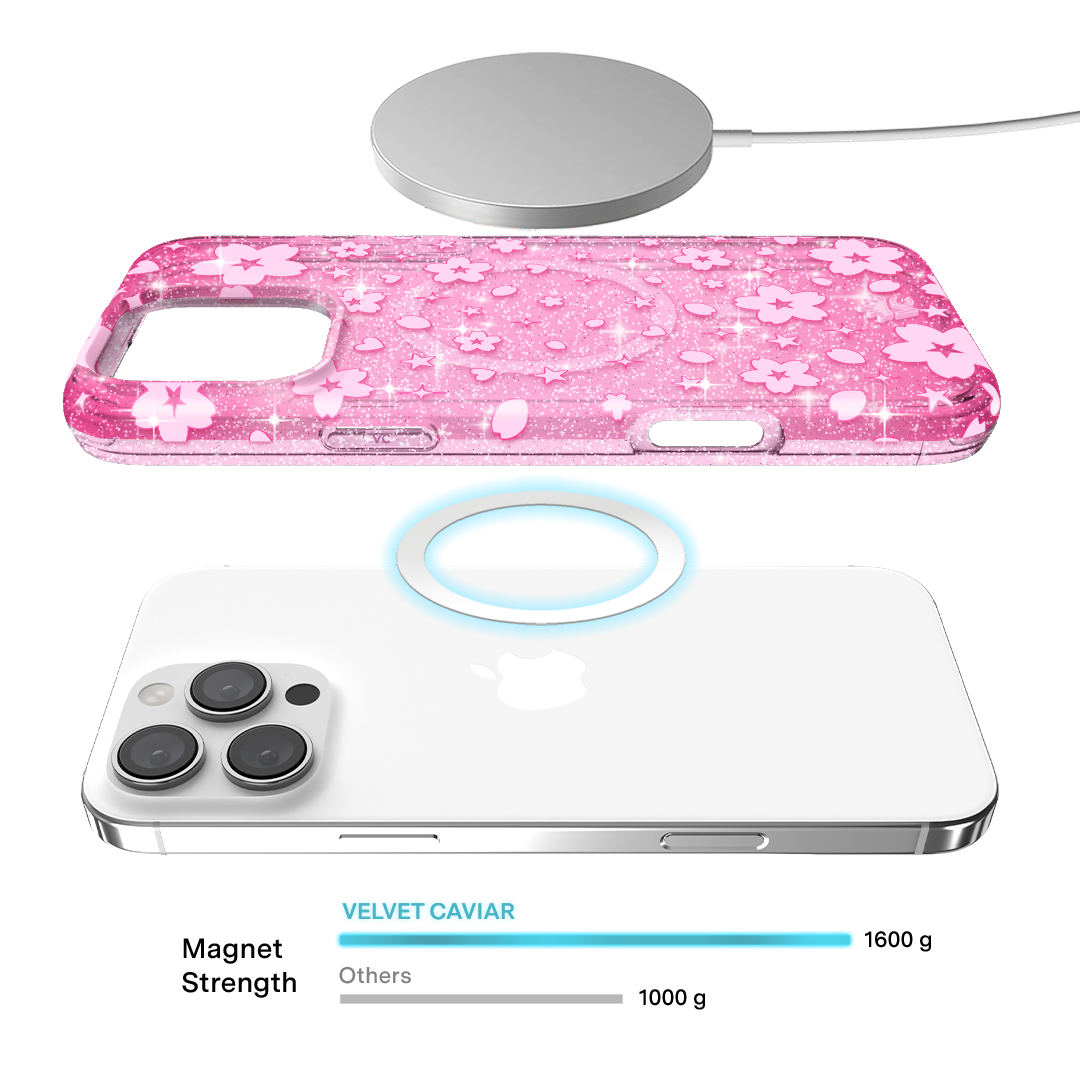 Cherry Blossom Glitter iPhone Case - Image 3