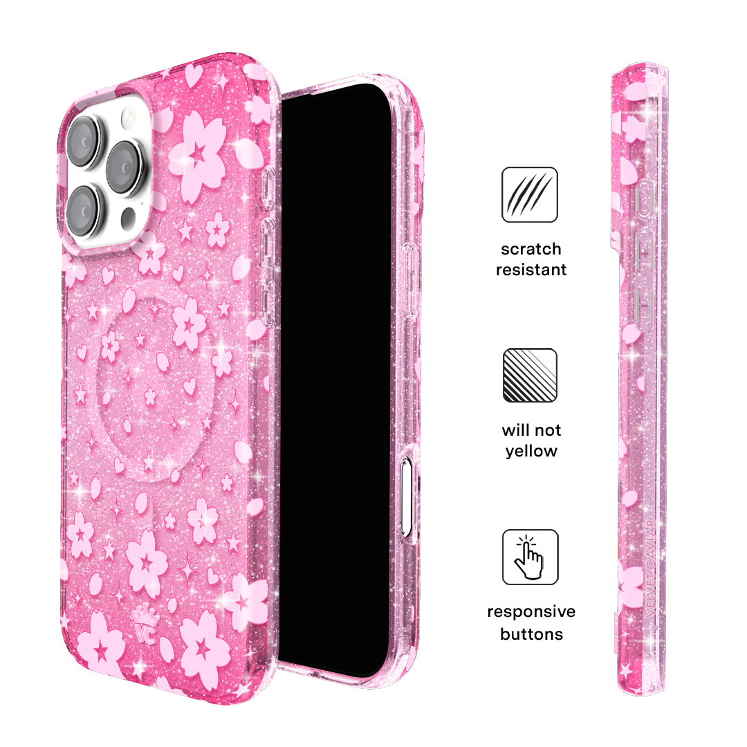 Cherry Blossom Glitter iPhone Case - Image 5