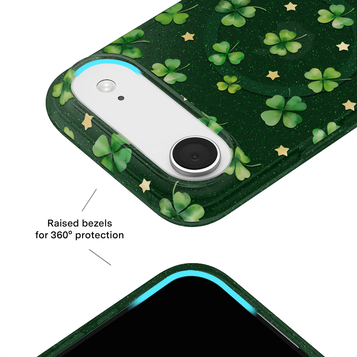 Lucky Clover Glitter iPhone Case - Image 3