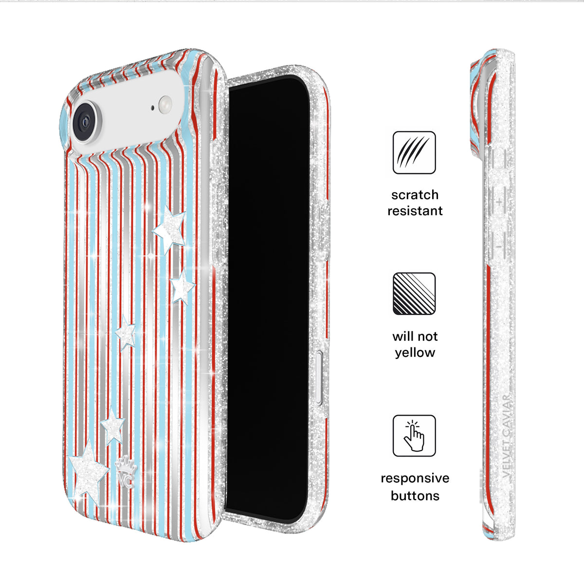 Stars & Stripes Glitter iPhone Case - Image 5