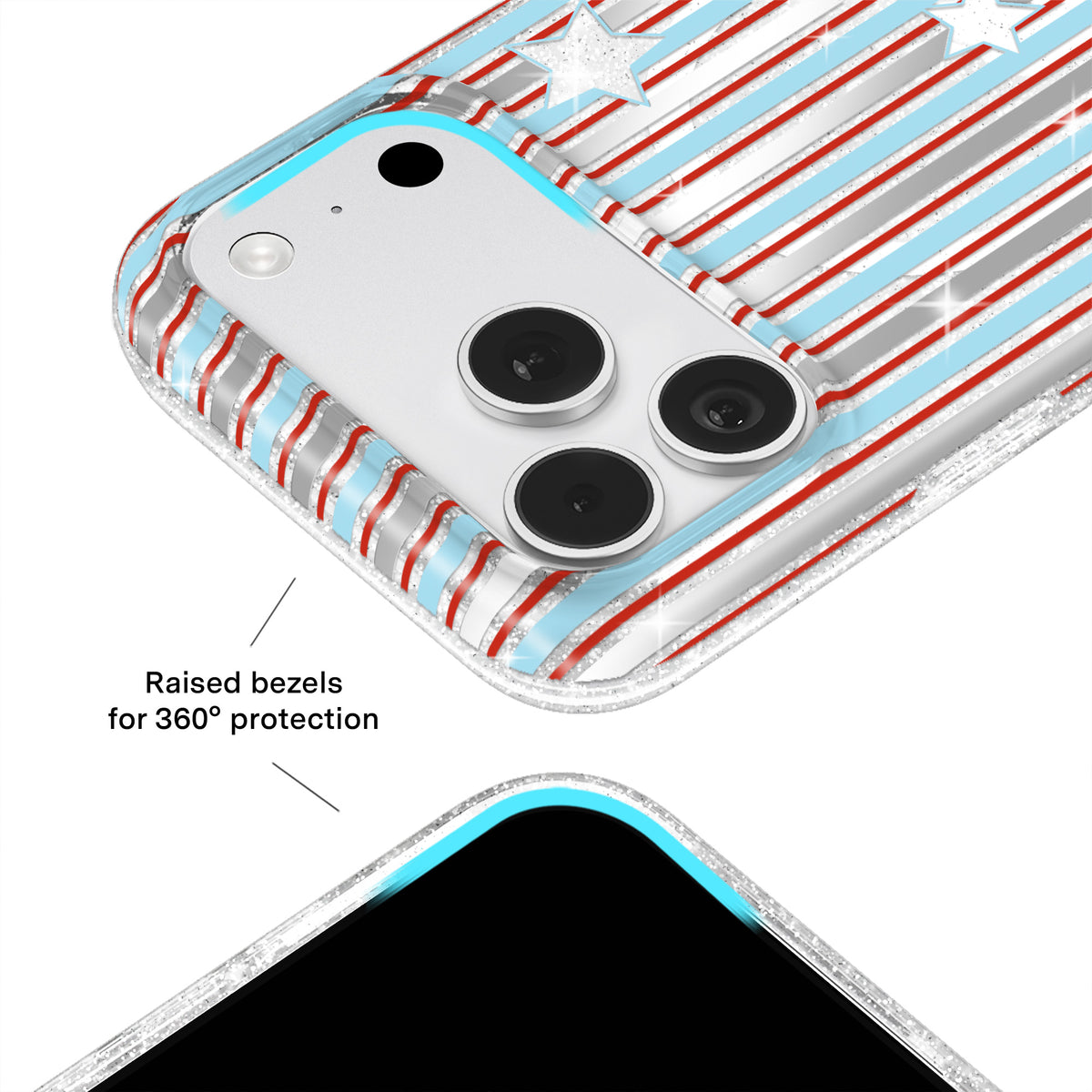 Stars & Stripes Glitter iPhone Case - Image 8