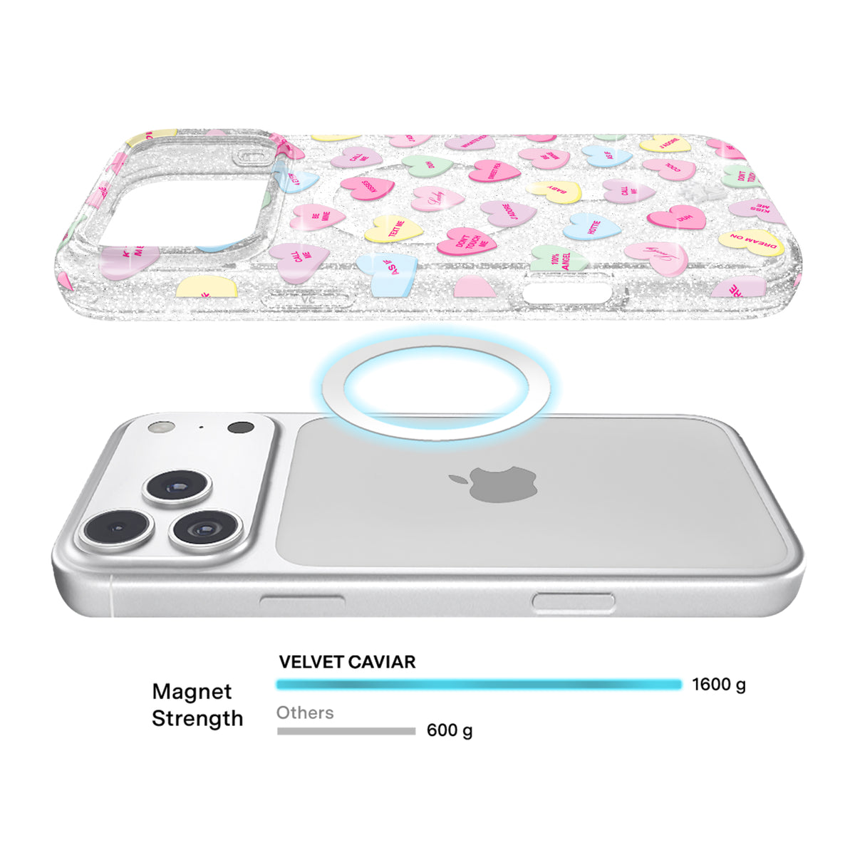 Sweet Hearts Glitter iPhone Case - Image 4