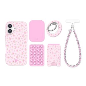 Dainty Pink Floral iPhone Bundle Set