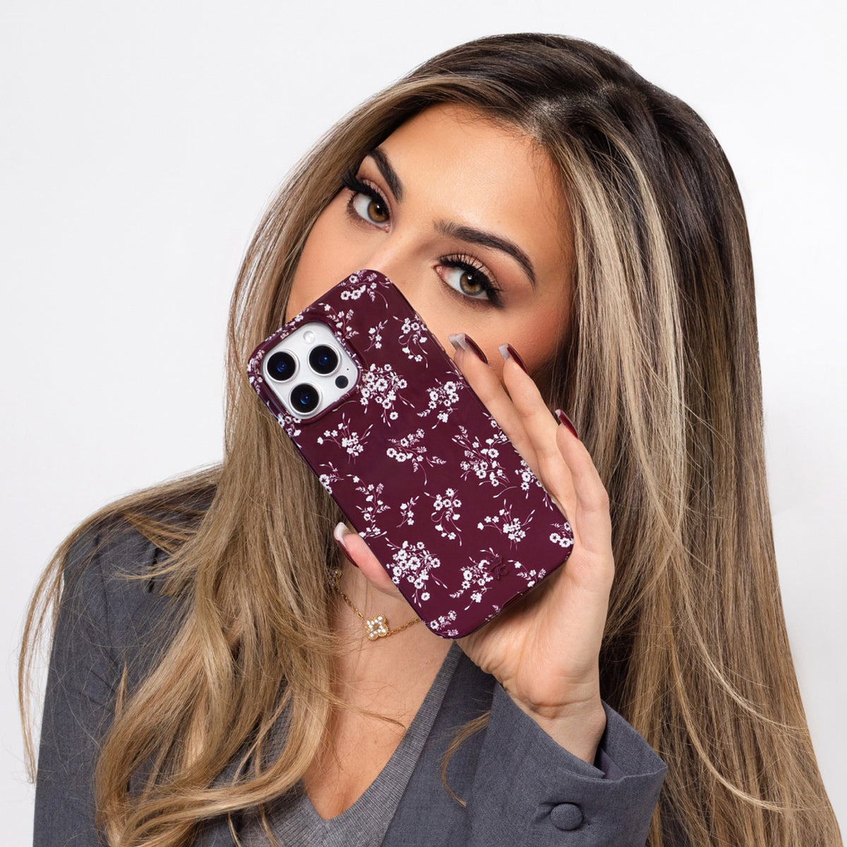 French Burgundy Floral iPhone Case - Image 2