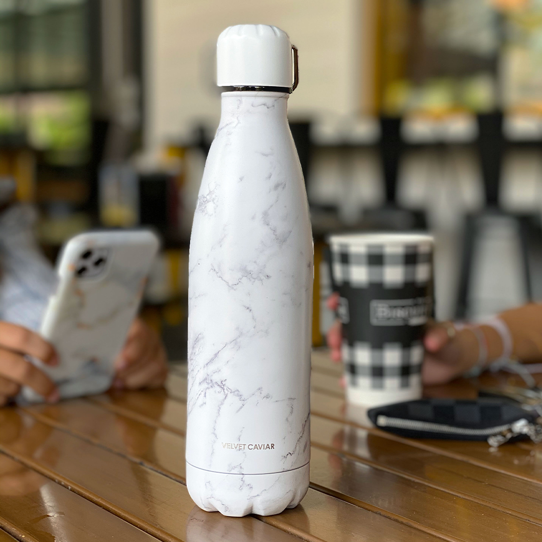 White Marble Water Bottle - Image 2