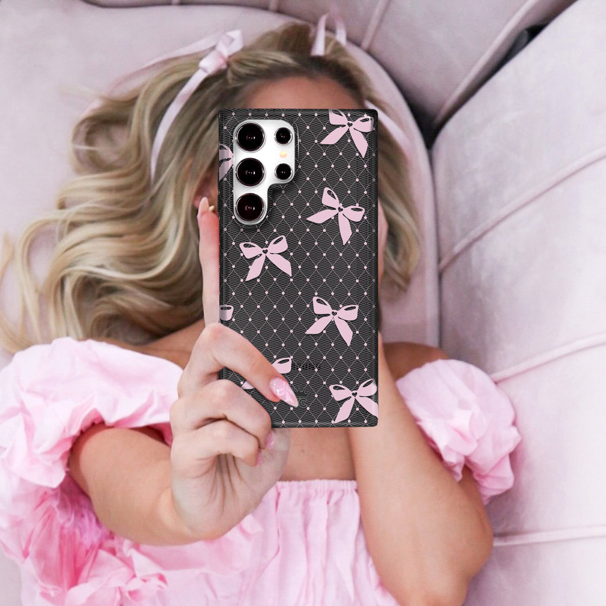 Lacy Pink Bows Samsung Case - Image 2