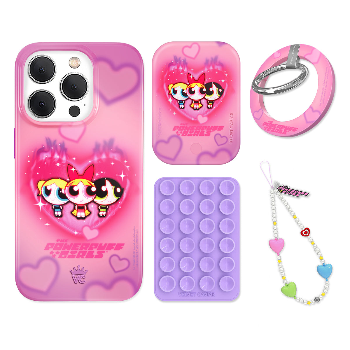 The Powerpuff Girls Airbrush Hearts iPhone Bundle Set - Grip - Image 6