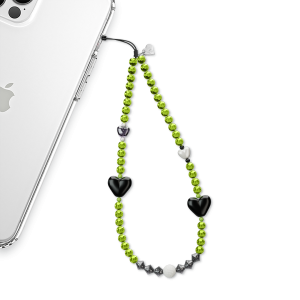 Green & Black Hearts Phone Charm