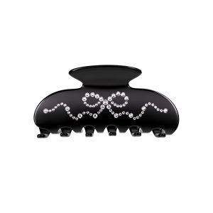 Black Crystal Bow Hair Clip
