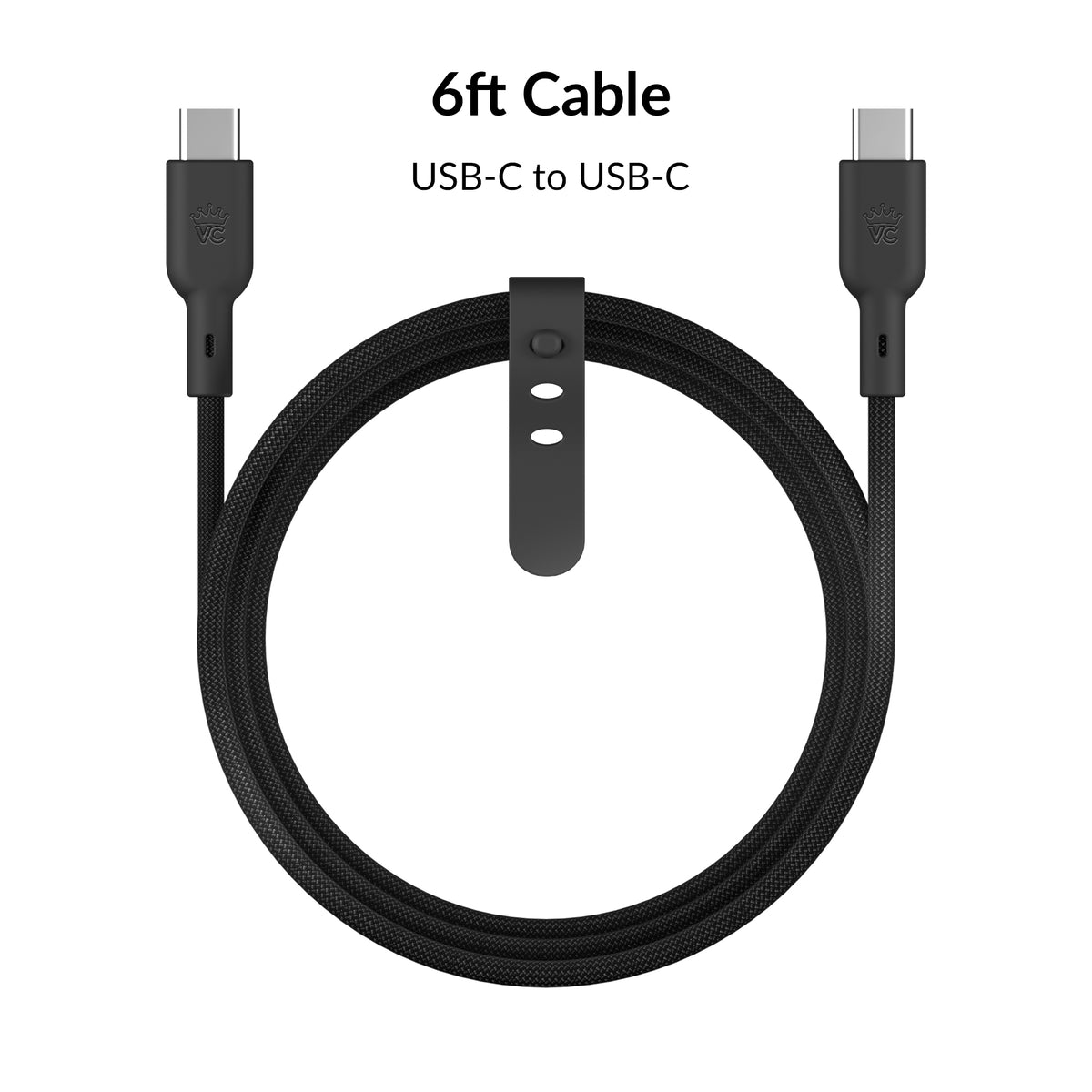 Black Fast Charging Cable, 6ft USB-C - Image 4
