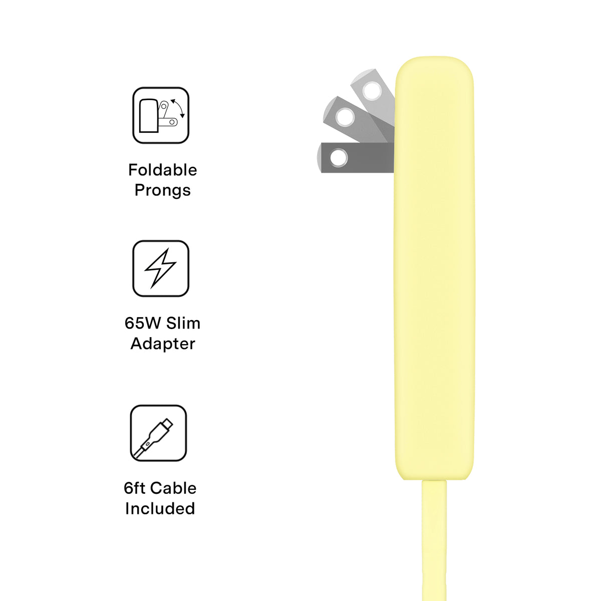 Butter Yellow Fast Charging Set, Dual Port Wall Adapter + 6ft USB-C Cable - Image 3