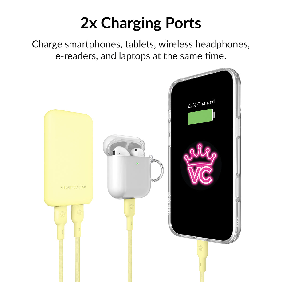 Butter Yellow Fast Charging Set, Dual Port Wall Adapter + 6ft USB-C Cable - Image 6