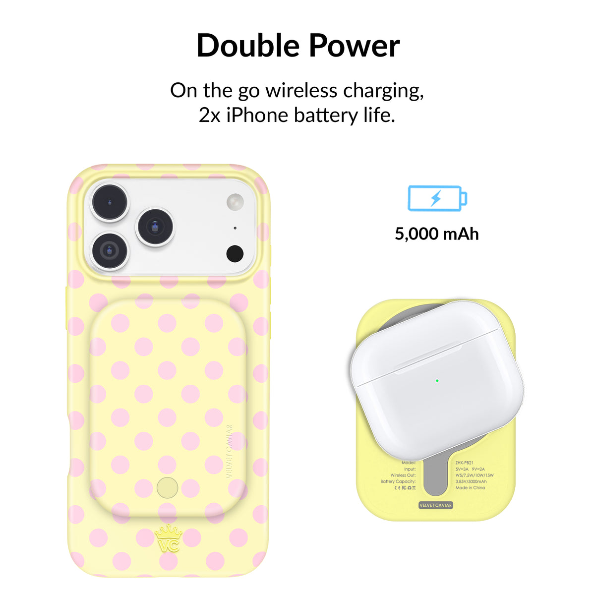 Buttercream Polka Dot Portable MagSafe Charger Power Pack - Image 4