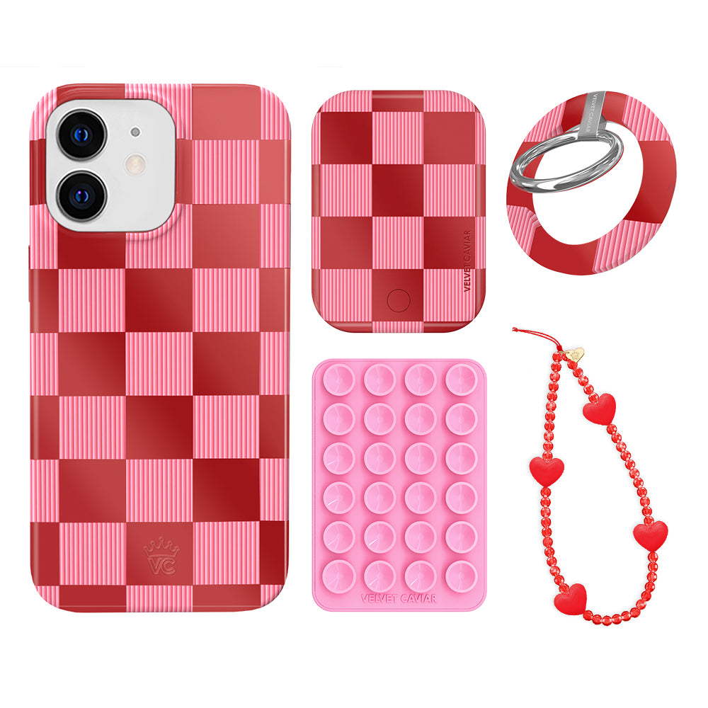 Rose Vibe Checkered iPhone Bundle Set - Grip - Image 4
