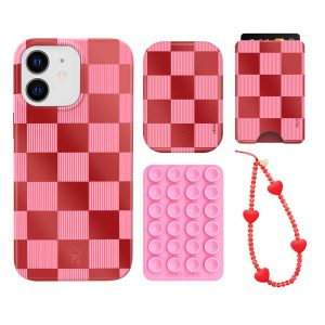 Rose Vibe Checkered iPhone Bundle Set - Wallet