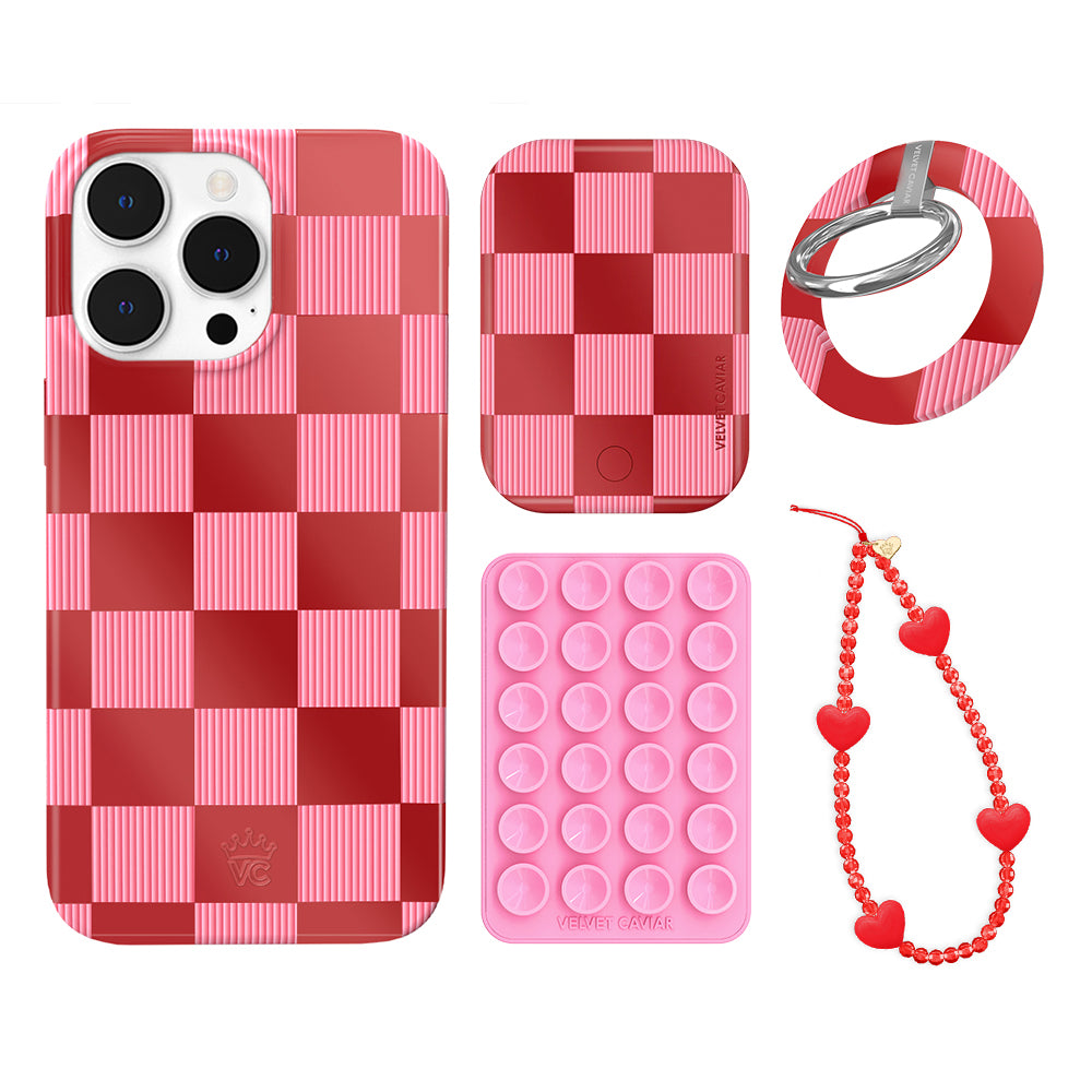 Rose Vibe Checkered iPhone Bundle Set - Grip - Image 7