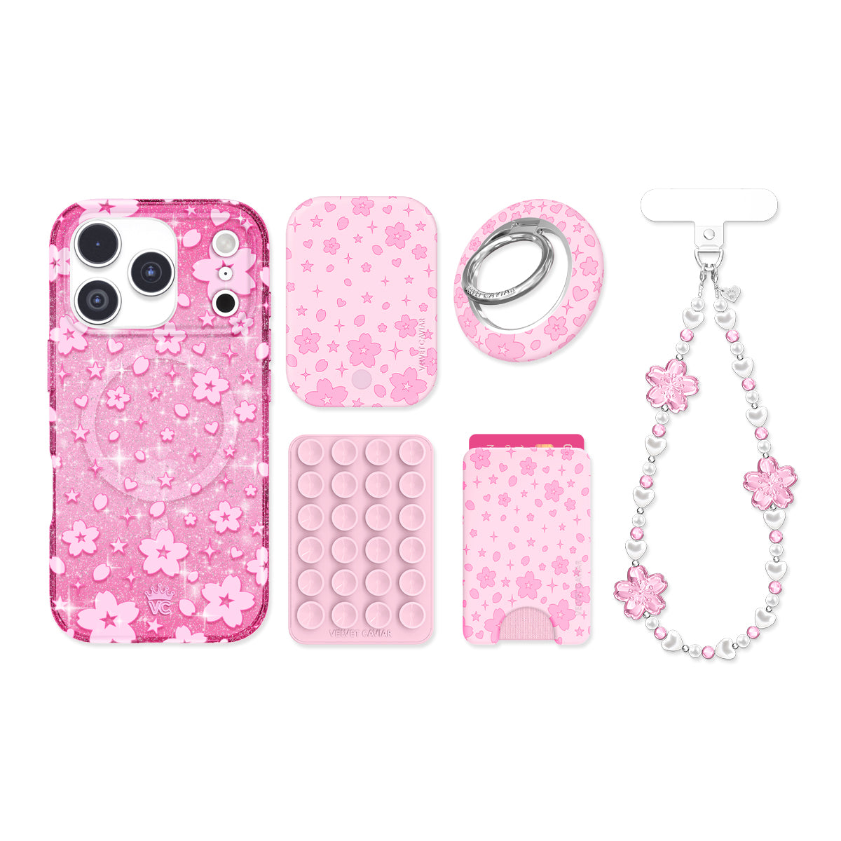 Cherry Blossom Glitter iPhone Bundle Set - Image 4