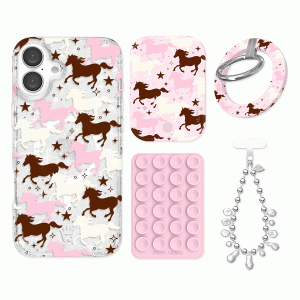 Pink Pony Glitter iPhone Bundle Set - Grip