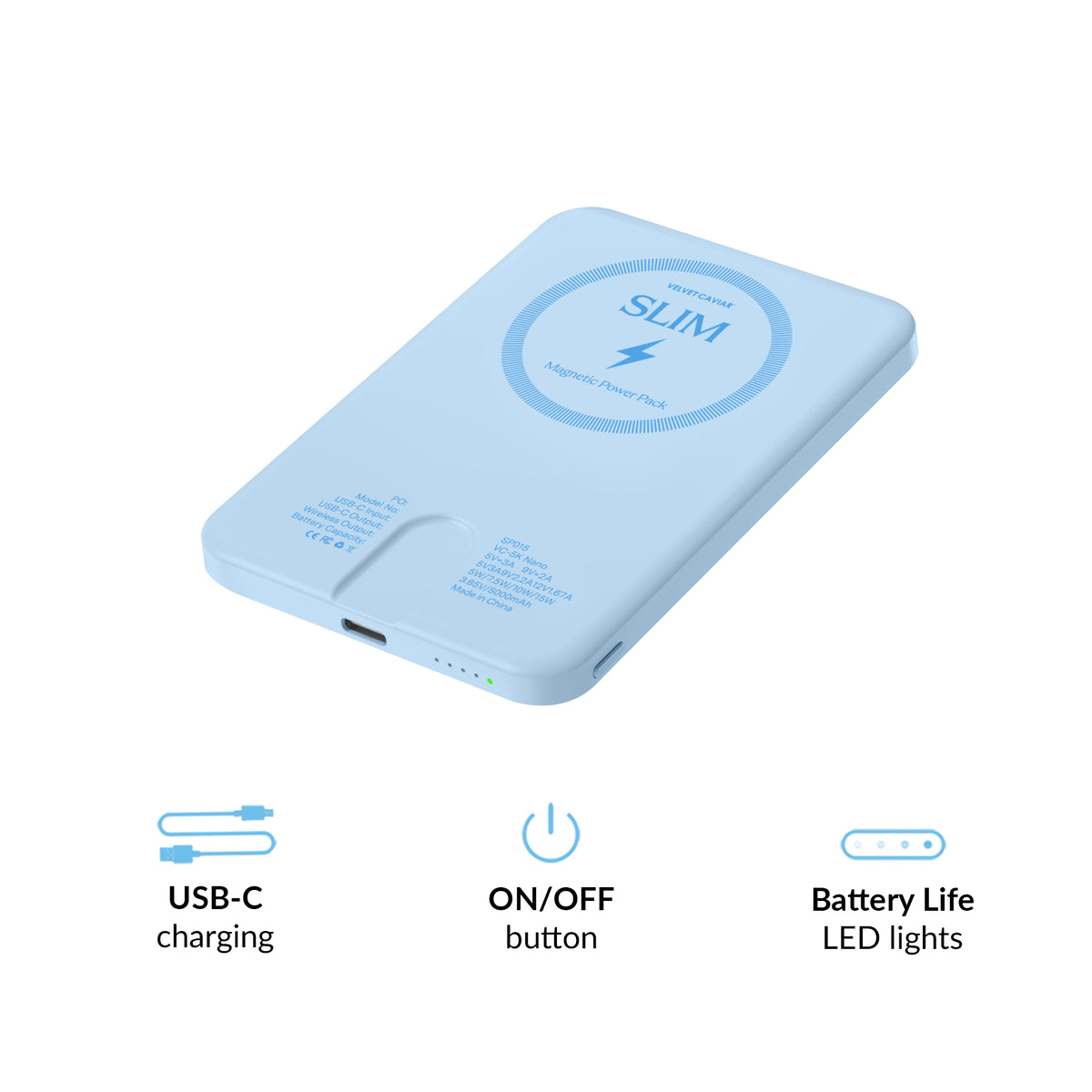 Cotton Candy Blue Slim Portable MagSafe Charger Power Pack - Image 4