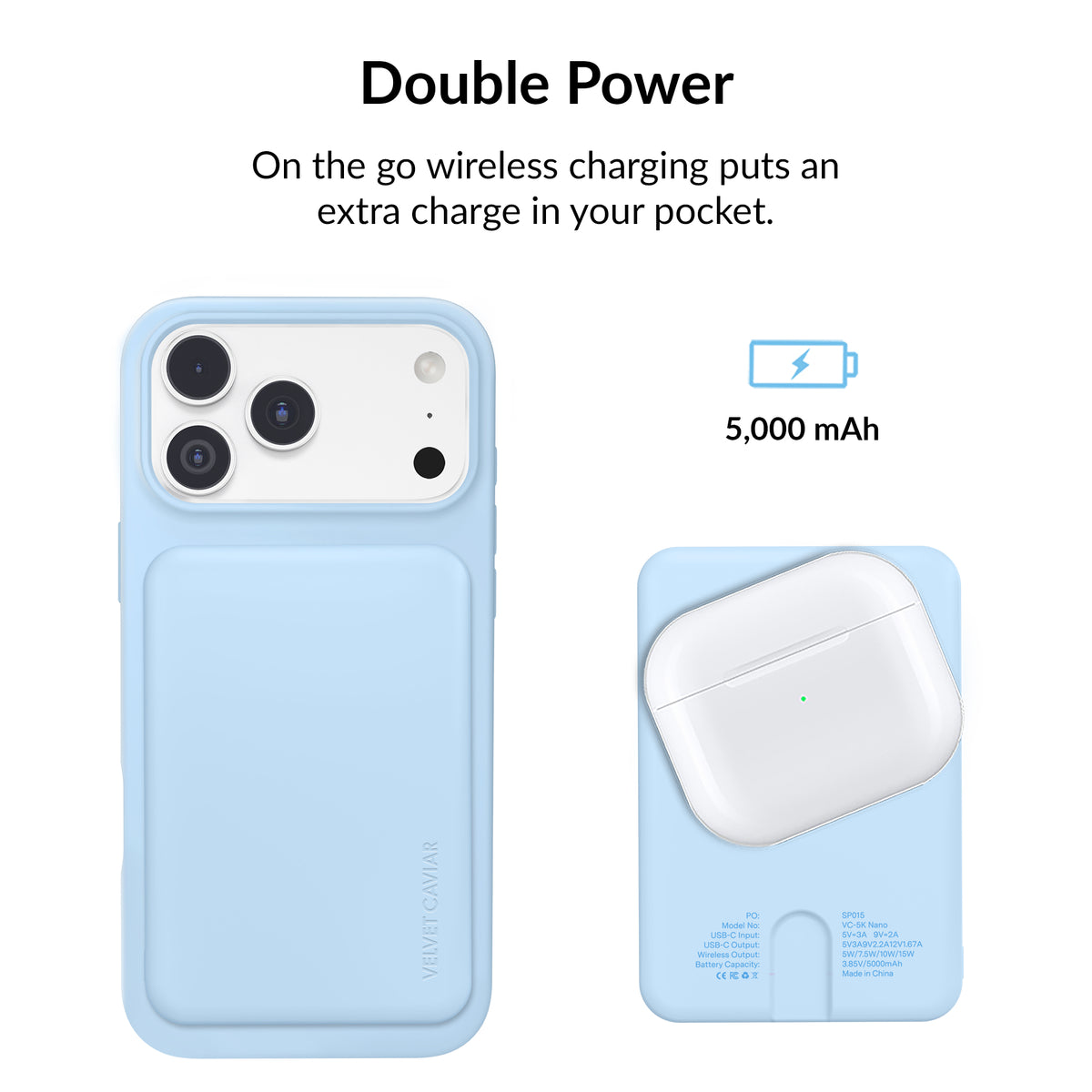 Cotton Candy Blue Slim Portable MagSafe Charger Power Pack - Image 5