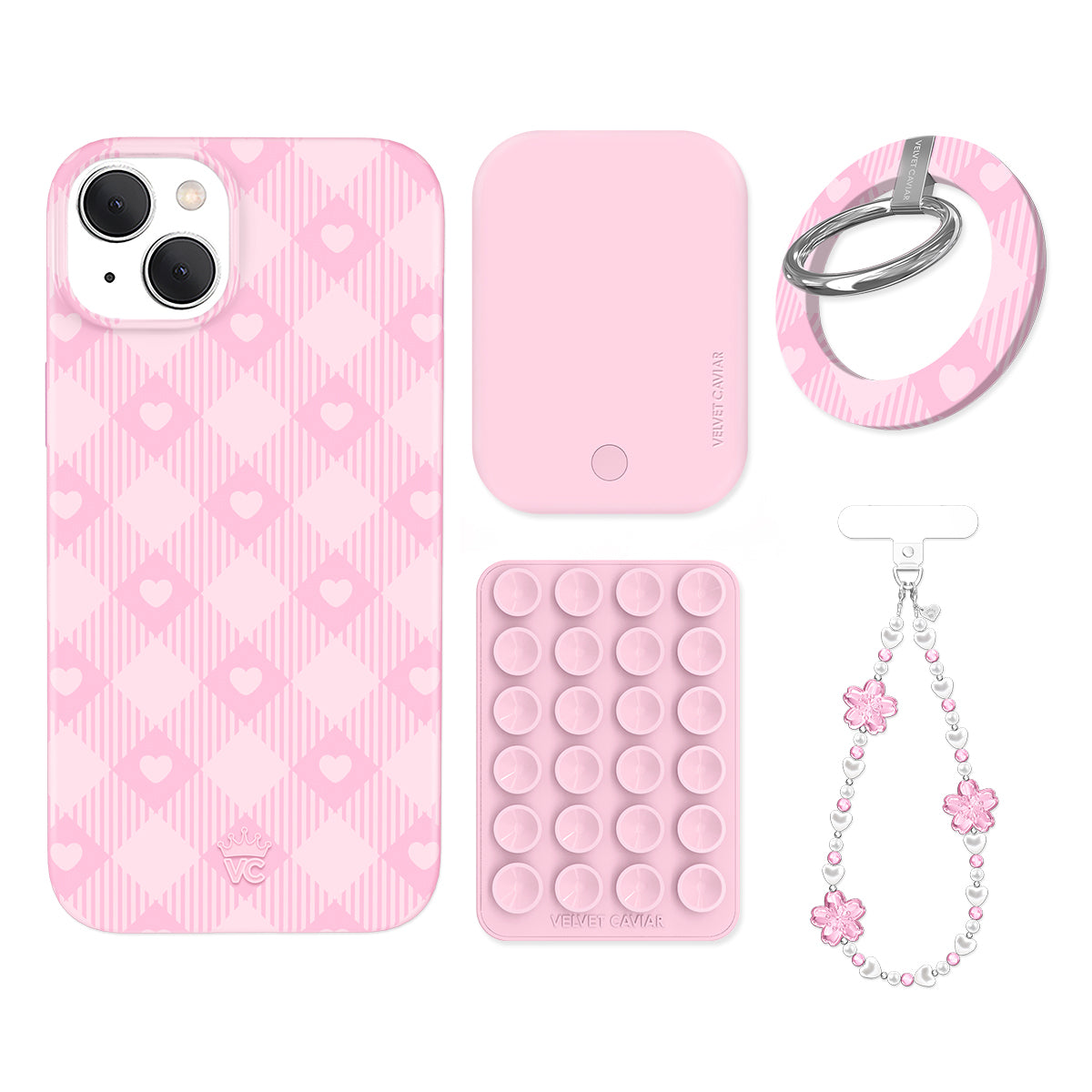 Dolly Pink Gingham iPhone Bundle Set - Grip - Image 5