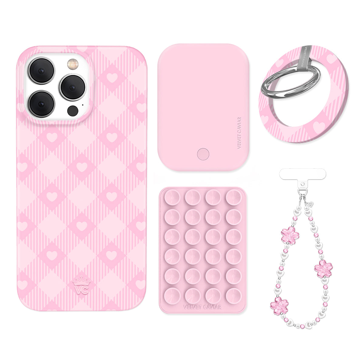 Dolly Pink Gingham iPhone Bundle Set - Grip - Image 6