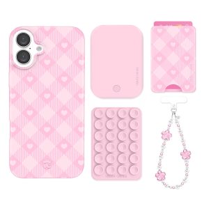 Dolly Pink Gingham iPhone Bundle Set - Wallet