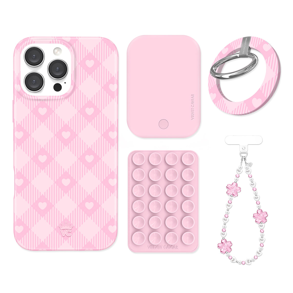 Dolly Pink Gingham iPhone Bundle Set - Grip - Image 2