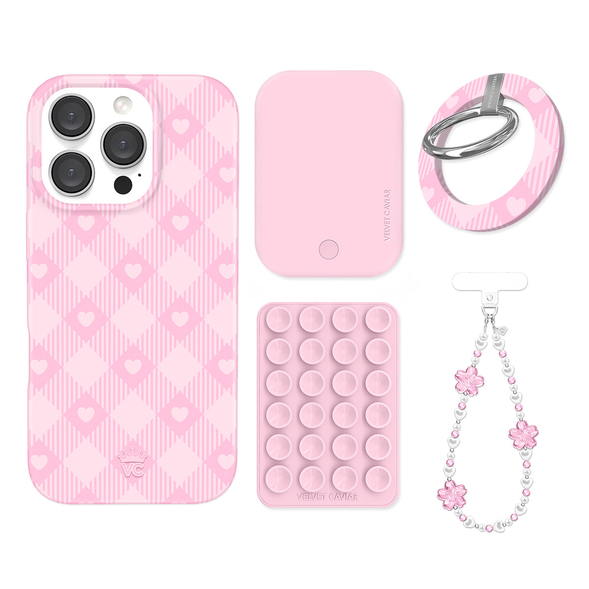 Dolly Pink Gingham iPhone Bundle Set - Grip - Image 3