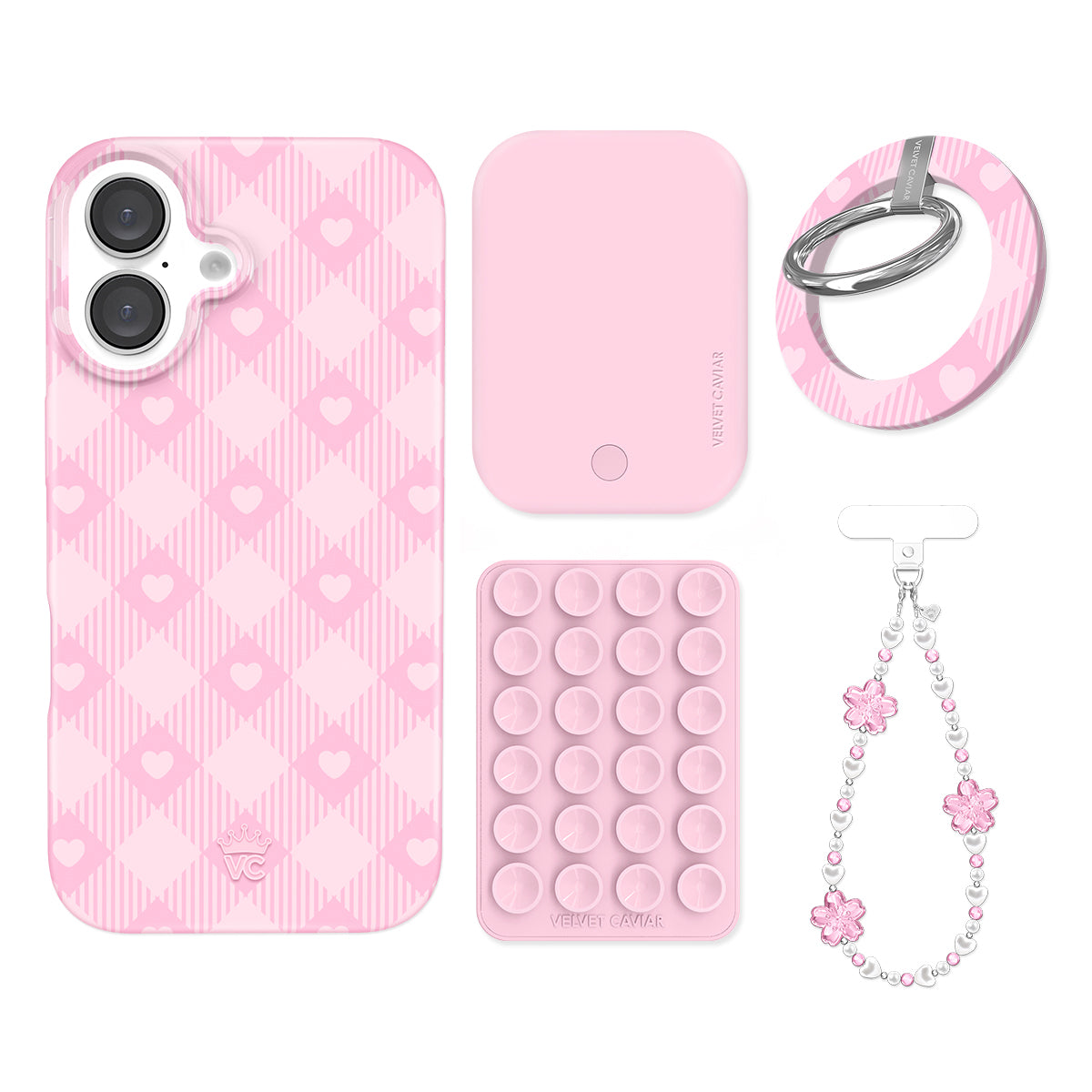 Dolly Pink Gingham iPhone Bundle Set - Grip - Image 4