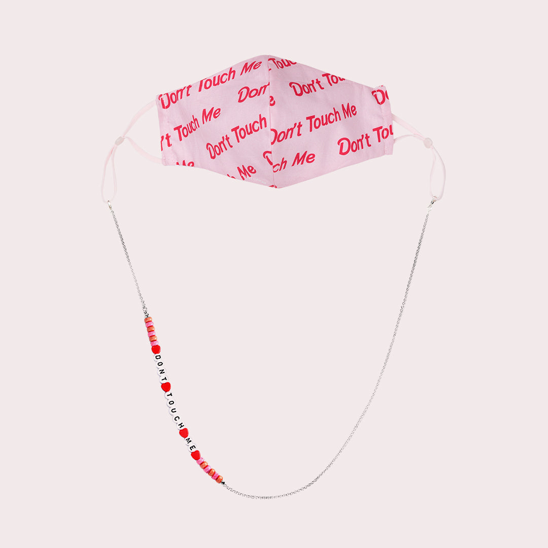 Mask Chain Necklace - 3mm Dont Touch Me Beads in Silver - Image 3