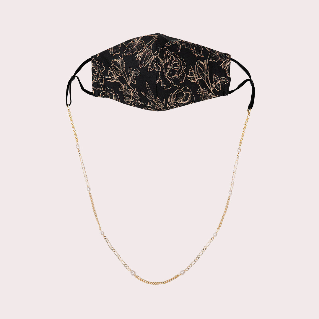 Mask Chain Necklace - 5mm Mixed Pearl in Gold - Image 3