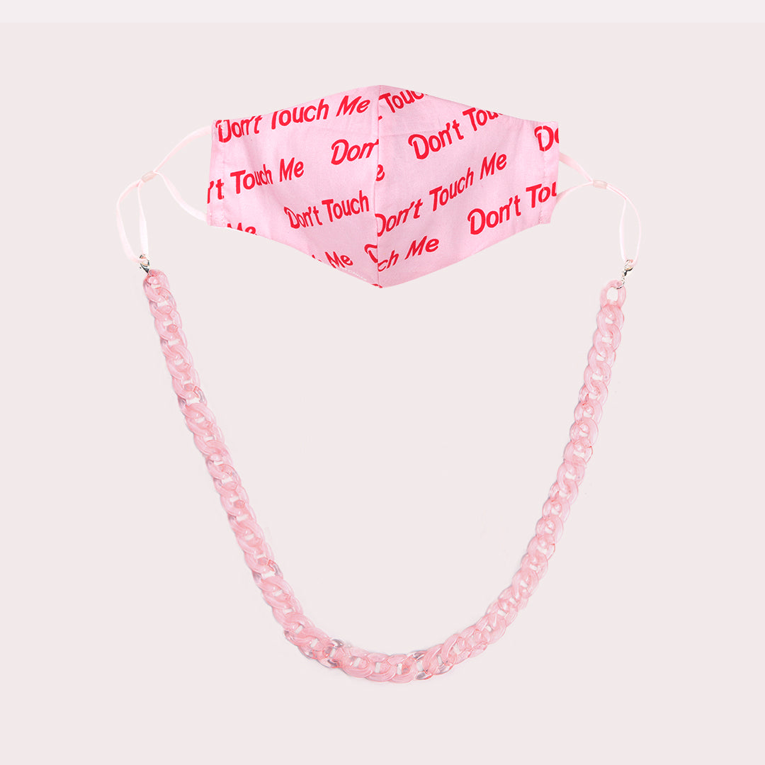 Mask Chain Necklace - 19mm Curb in Pink Quartz - Image 2