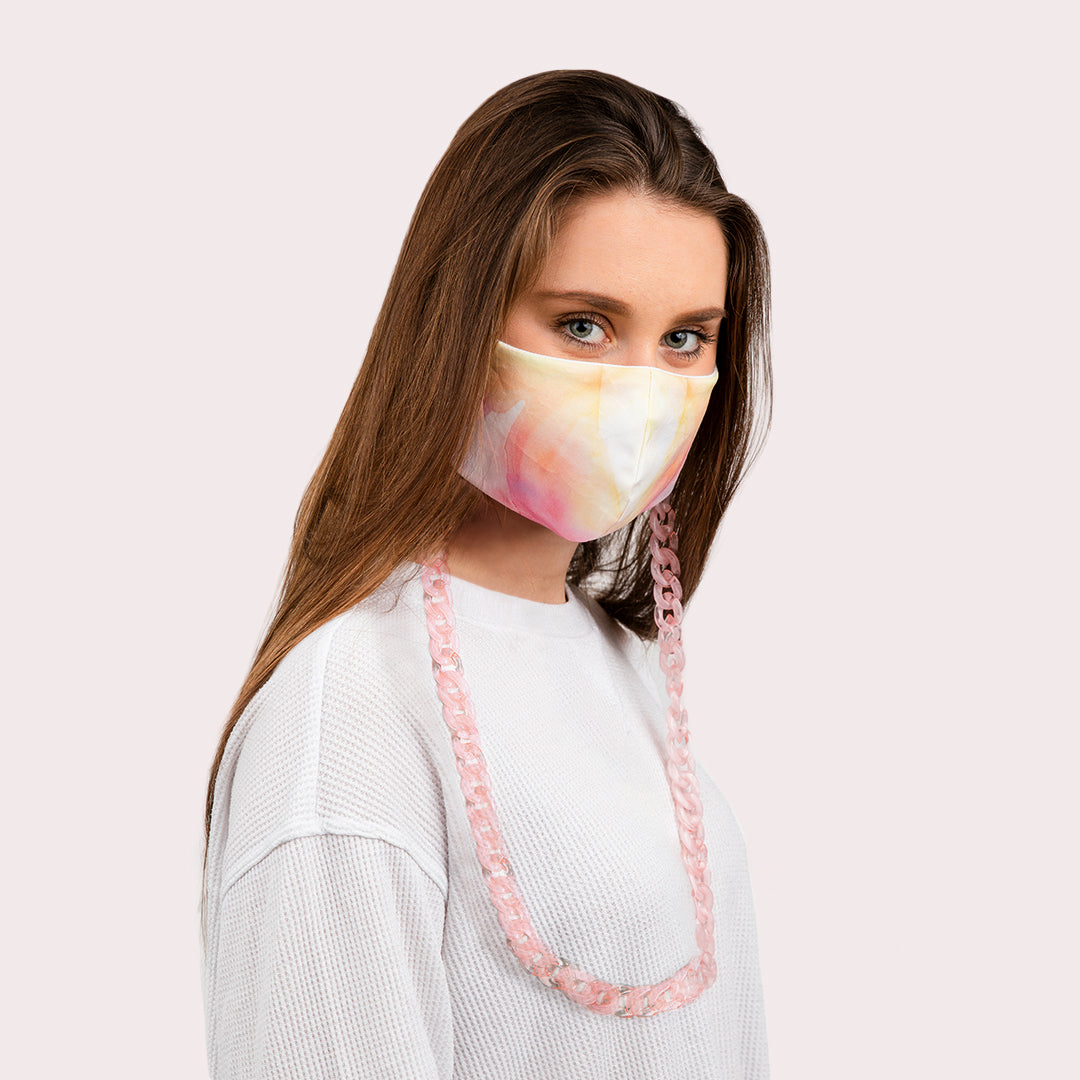 Mask Chain Necklace - 19mm Curb in Pink Quartz - Image 3