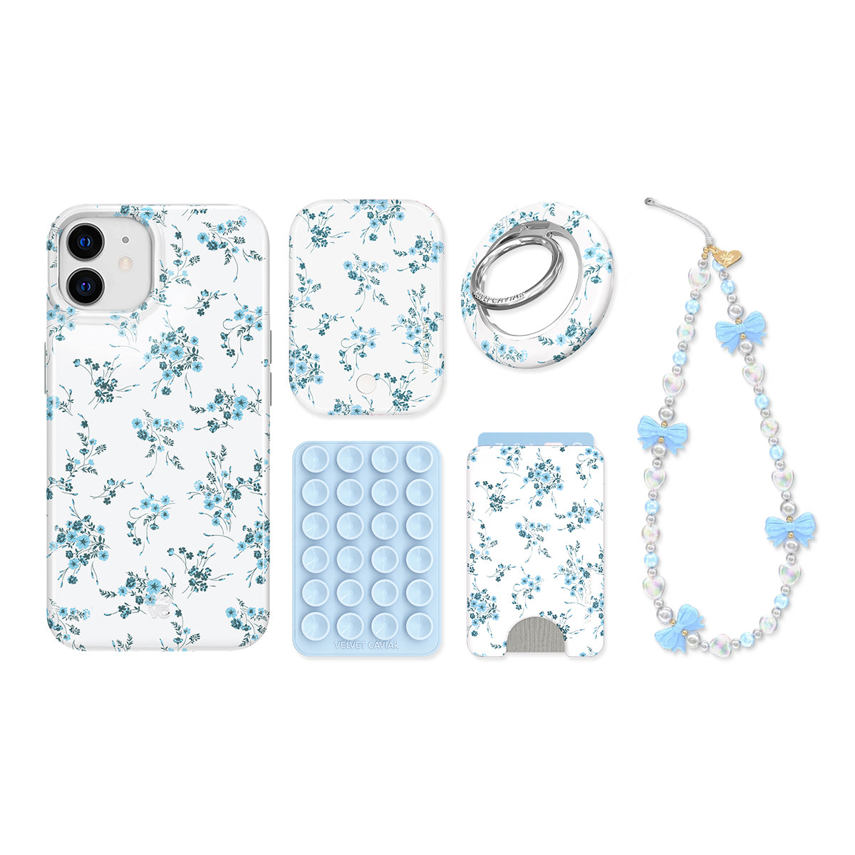 French Blue Floral iPhone Bundle Set - Image 4
