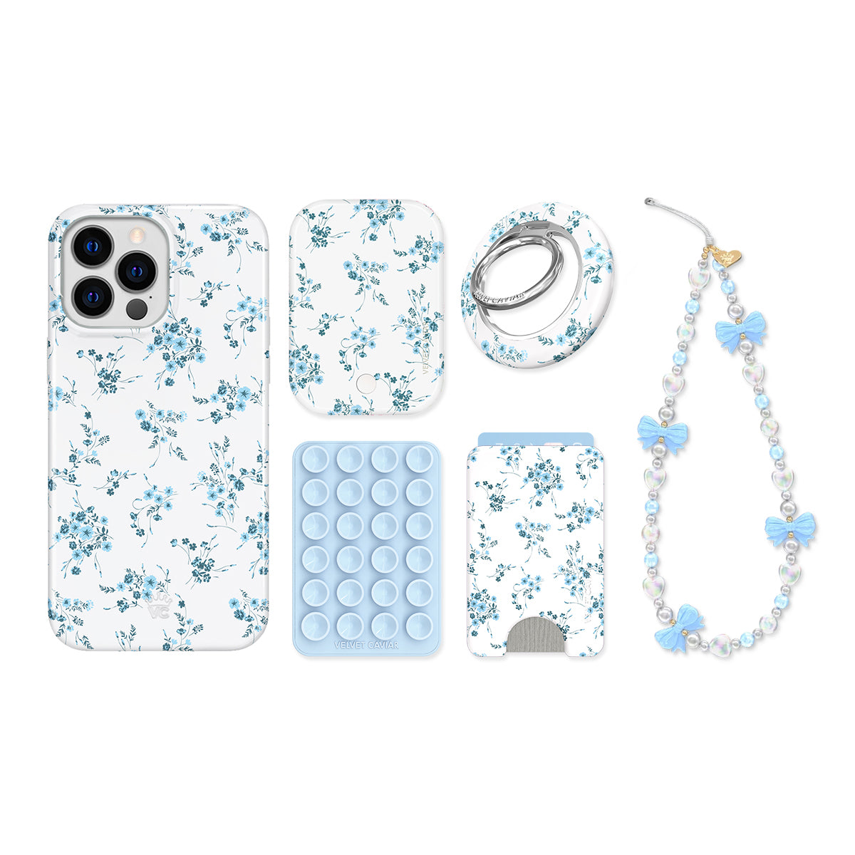 French Blue Floral iPhone Bundle Set - Image 6