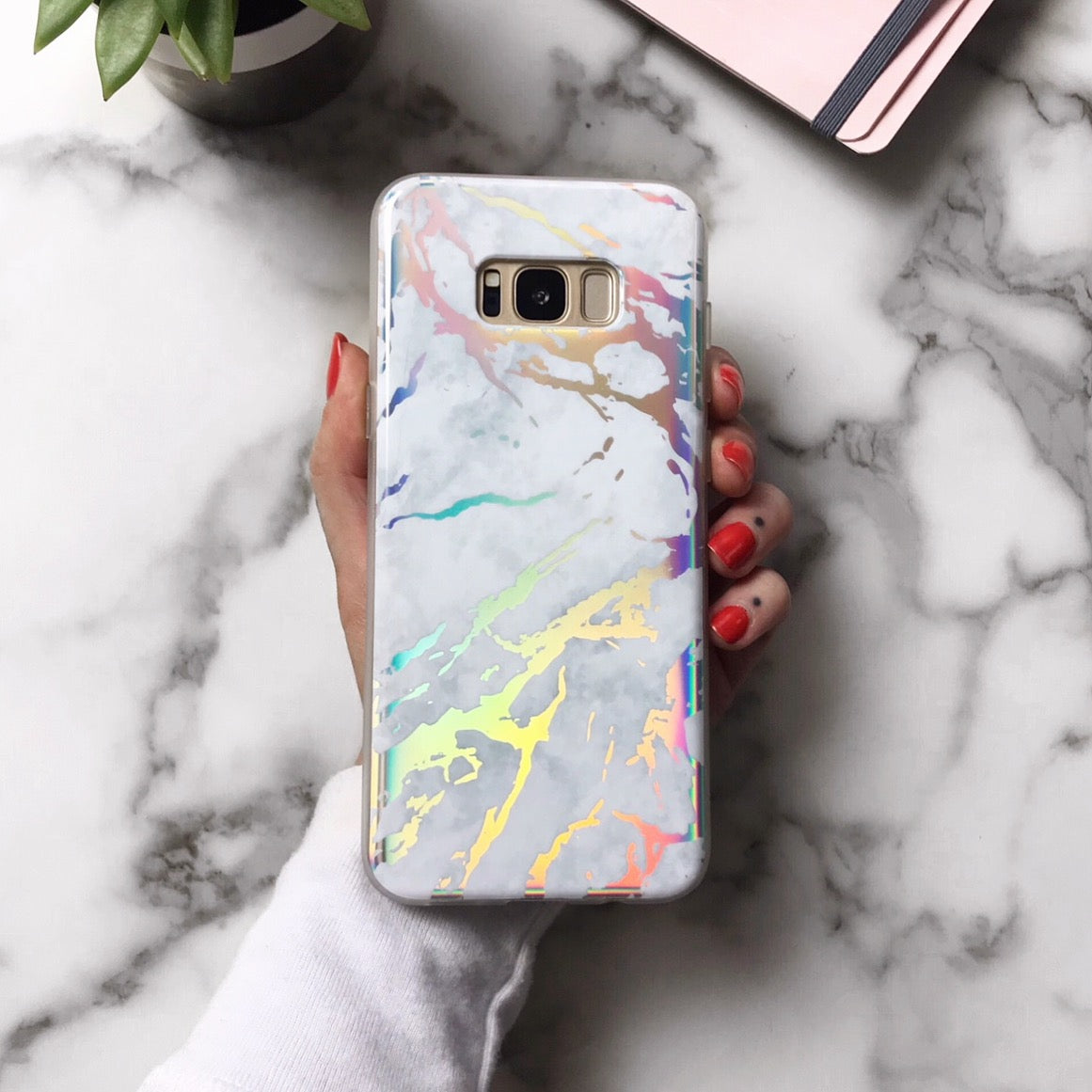 Holo White Marble Samsung Galaxy Case - Image 2