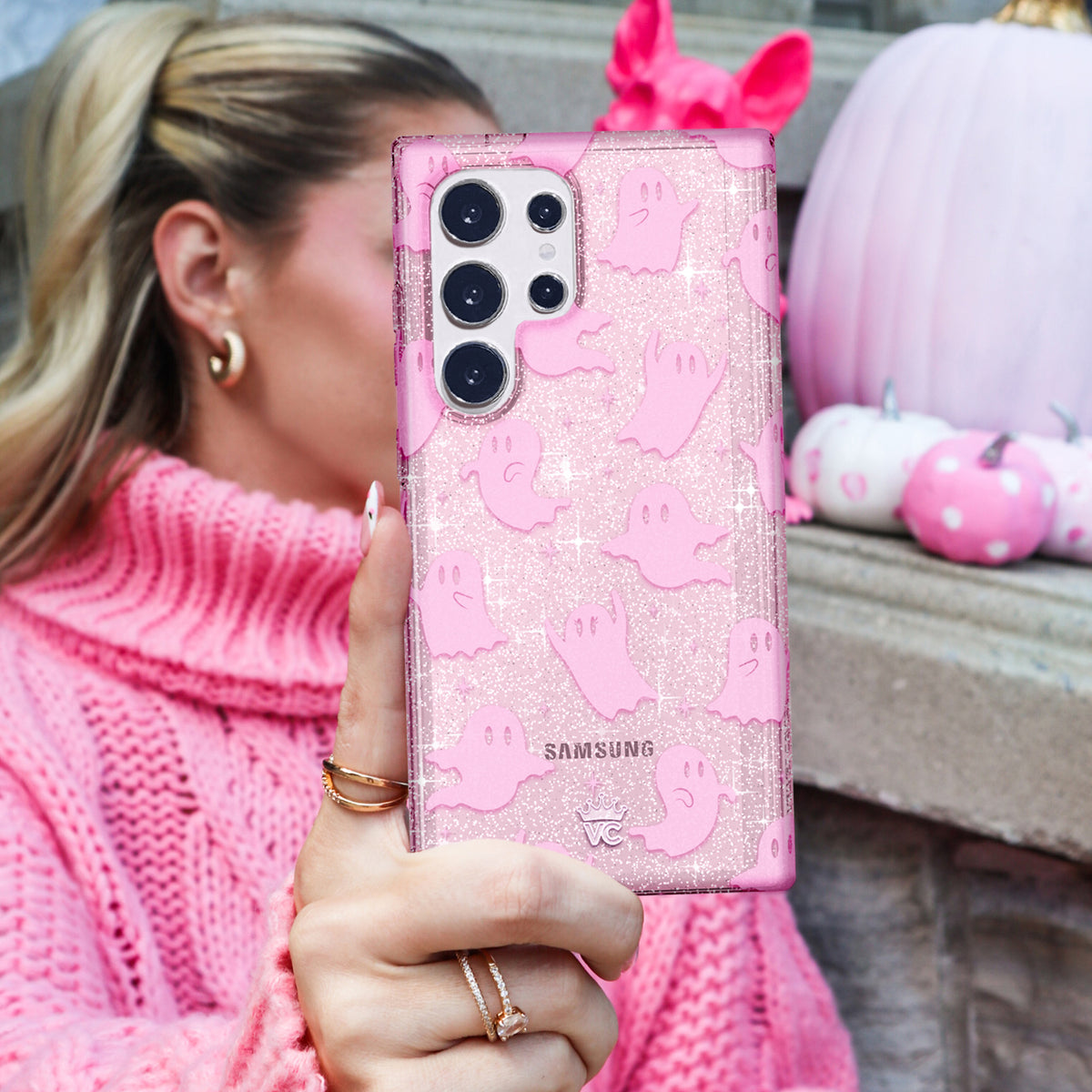 Ghosted Pink Glitter Samsung Case - Image 2