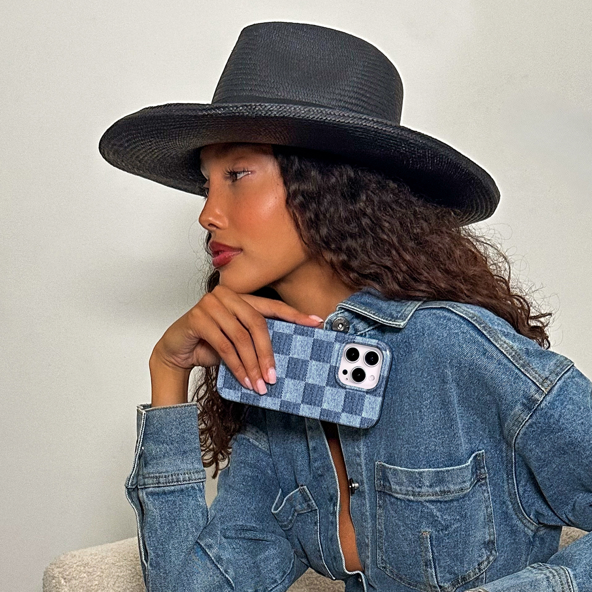 Denim Vibe Checkered iPhone Case - Image 2