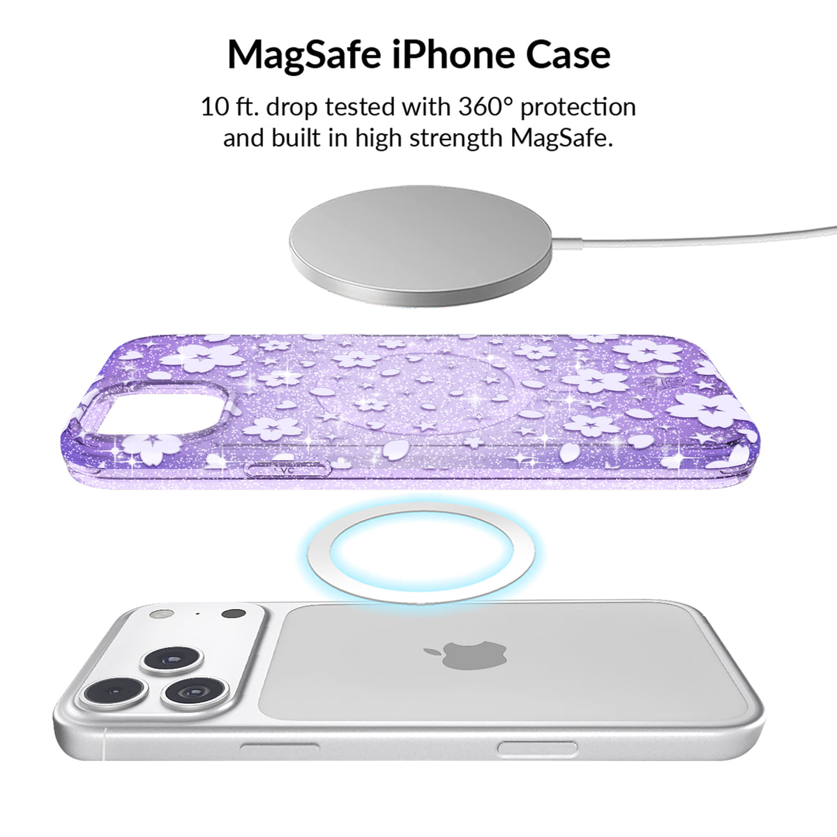 Lavender Cherry Blossom Glitter iPhone Bundle Set - Image 2