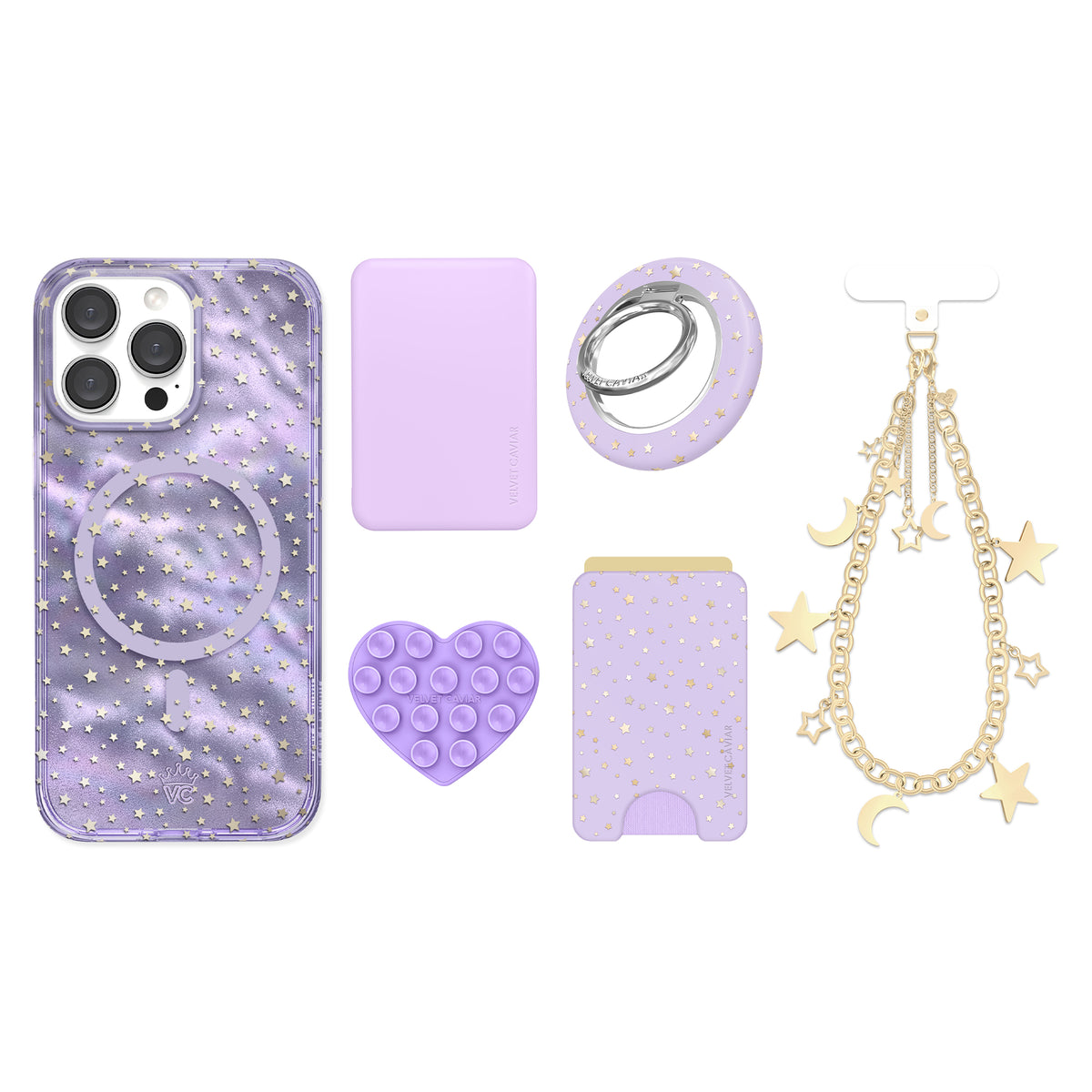 Lilac Celestial Stars iPhone Bundle Set